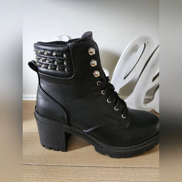 No Boundaries Black Studded Chunky Platform Womens Boots Size 10 - Picture 10 of 11